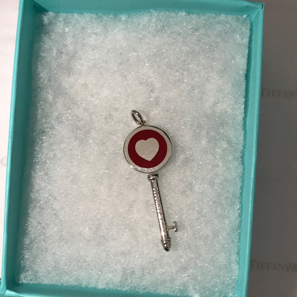 Tiffany & Co. Key Charm With Heart Red Enamel